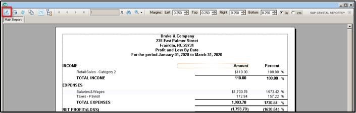 Export Crystal Reports button